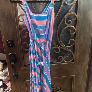 Striped summer dress - Pink, Blue, and Purple